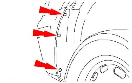 the scheme of mounting front bumper Ford Galaxy (2000-2006)